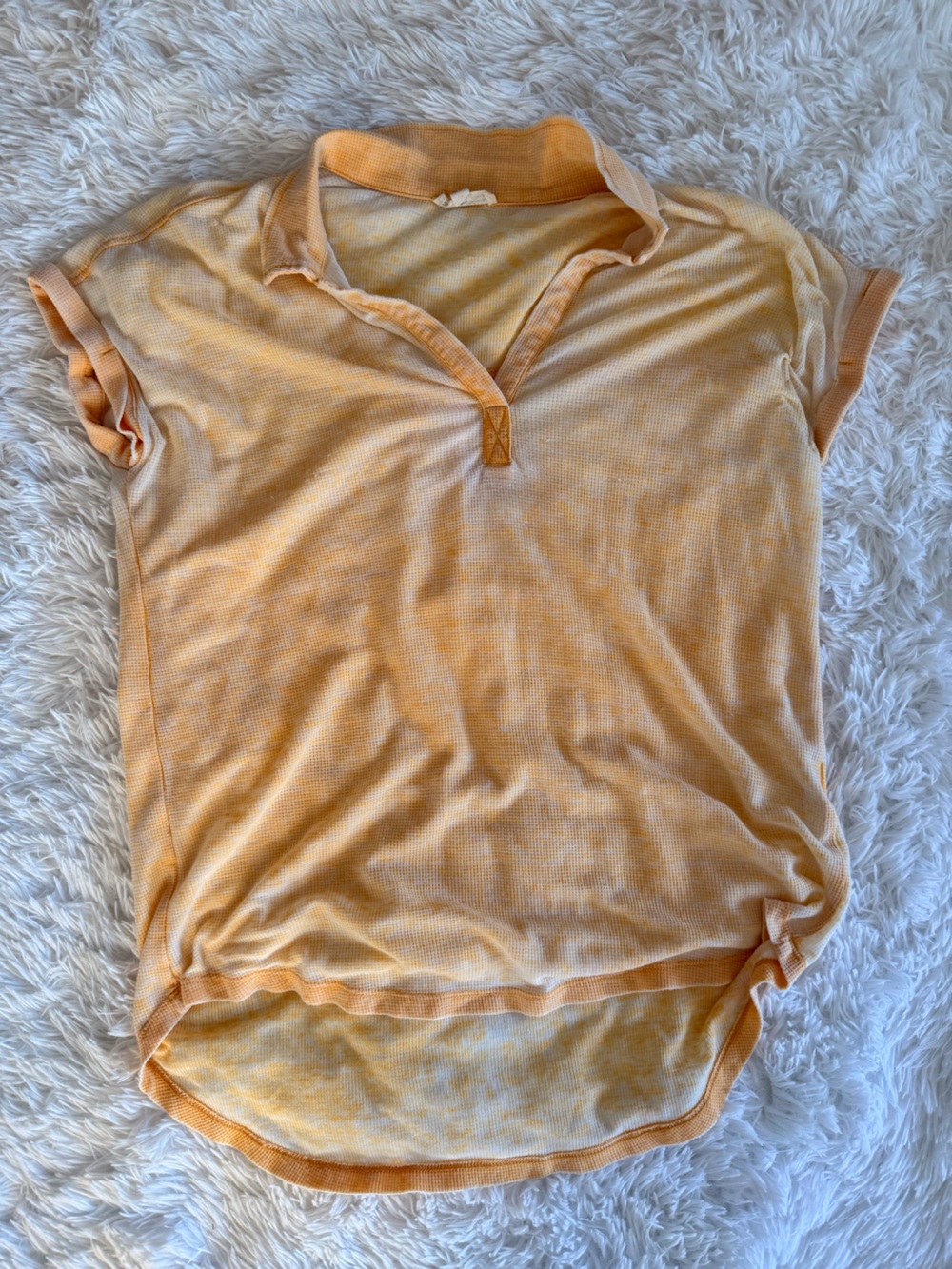 Women’s Lightweight Waffle Knit Sleep Top in Peach